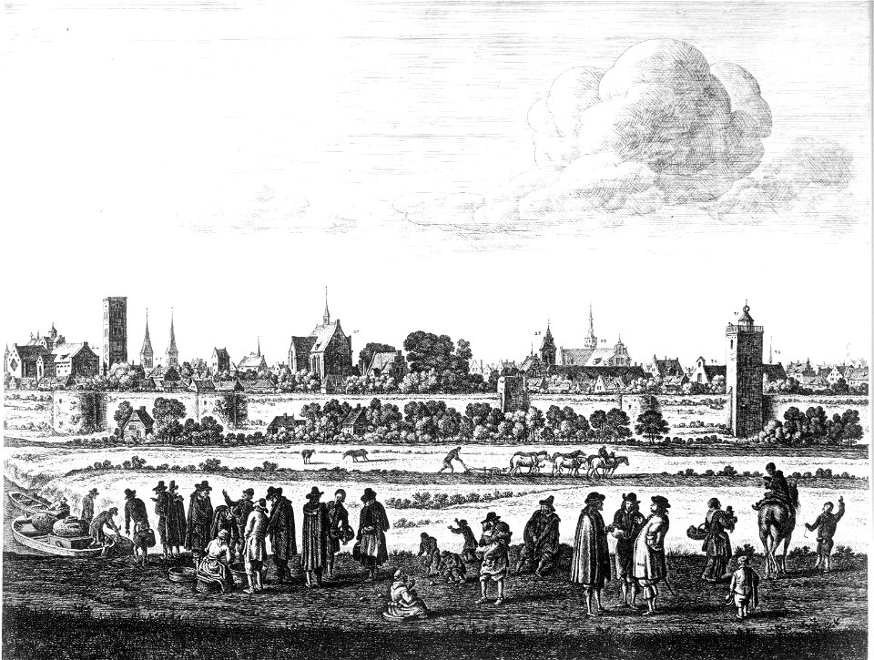 HUA-30782-Profiel van de stad Utrecht uit het westen gezien het gedeelte met de Mariakerk en de Smeetoren De nummering staat voor de volgende gebouwen 24 Mariak
