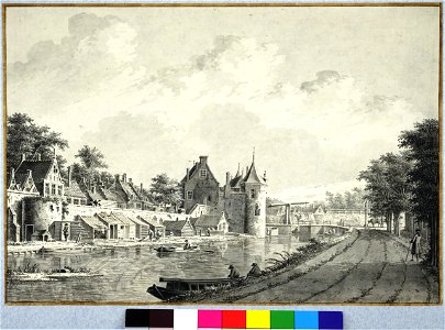 HUA-30888-Gezicht vanaf de singel over de Stadsbuitengracht op de stadswal te Utrecht uit het noordoosten met links de verlaagde toren de Bok en in het midden d