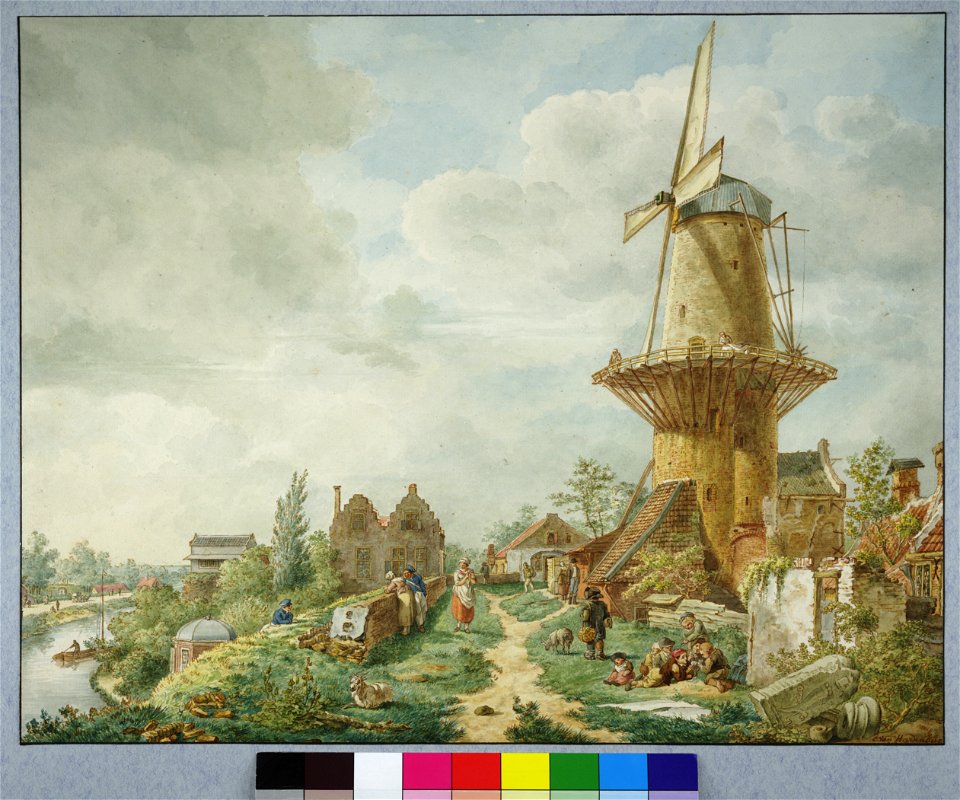 HUA-30834-Gezicht boven op de stadswal te Utrecht uit het noordoosten met links de stadsbuitengracht in het midden het bastion Sterrenburg met het woonhuis en d