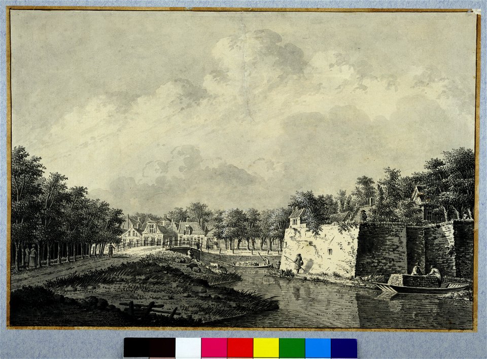HUA-30845-Gezicht over de stadsbuitengracht op de stadswal te Utrecht uit het zuiden met links de singel rechts het bastion Manenburg en links op de achtergrond
