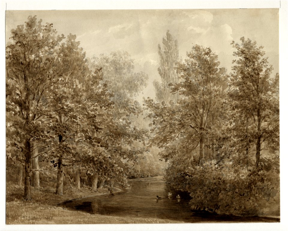 HUA-206386-Gezicht op de vijver in het park van het slot Zeist