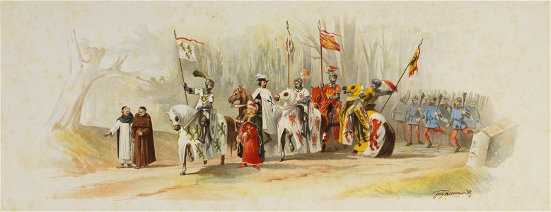 HUA-29158-Zesde blad van de maskerade van de studenten van het Utrechtsch Studenten Corps op 27 juni 1876 ter gelegenheid van het 48ste lustrum voorstellende de