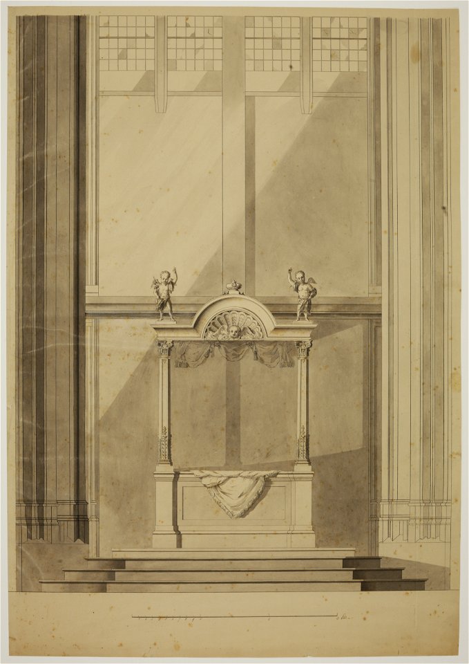 HUA-216772-Afbeelding van de graftombe van de gravin van Solms in de Domkerk te Utrecht situatie van voor de verplaatsing naar het koor van deze kerk