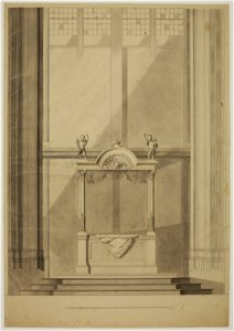 HUA-216772-Afbeelding van de graftombe van de gravin van Solms in de Domkerk te Utrecht situatie van voor de verplaatsing naar het koor van deze kerk