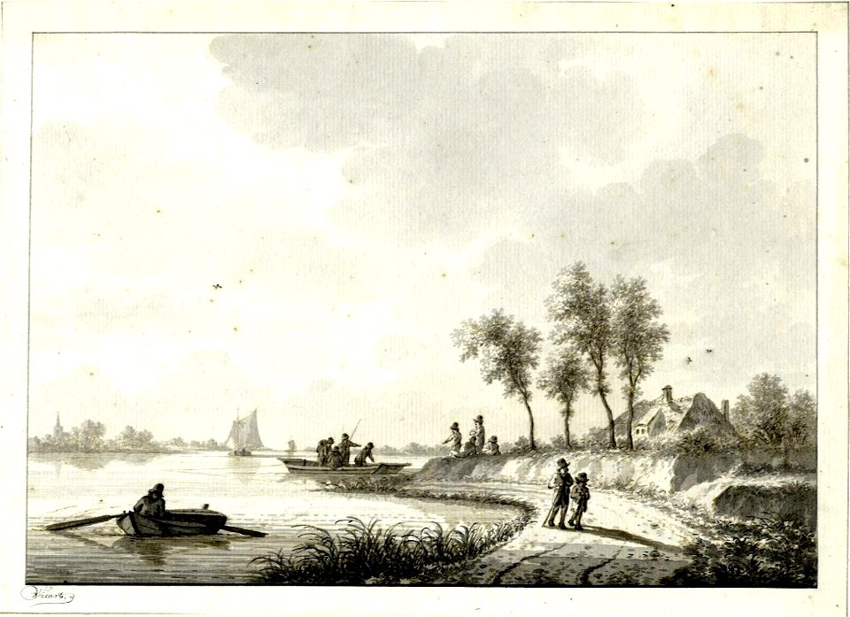 HUA-206213-Gezicht op een rivierlandschap met Mijdrecht aan de horizon