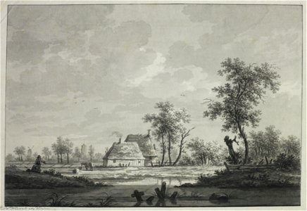 HUA-206265-Gezicht op een landschap met op de achtergrond het dorp Westbroek