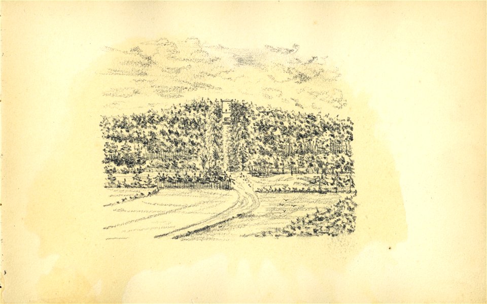 HUA-222060-Gezicht op de Donderberg bij Leersum met de graftombe van de familie NellesteynNB Blad uit het Schetsboek No 5 van Th Scharten 1892 1893 Het schetsboe