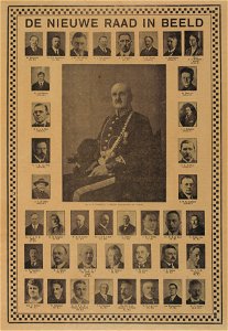 HUA-31882-Portretten van de burgemeester dr JP Fockema Andreae en de 38 nieuwgekozen raadsleden in 1927