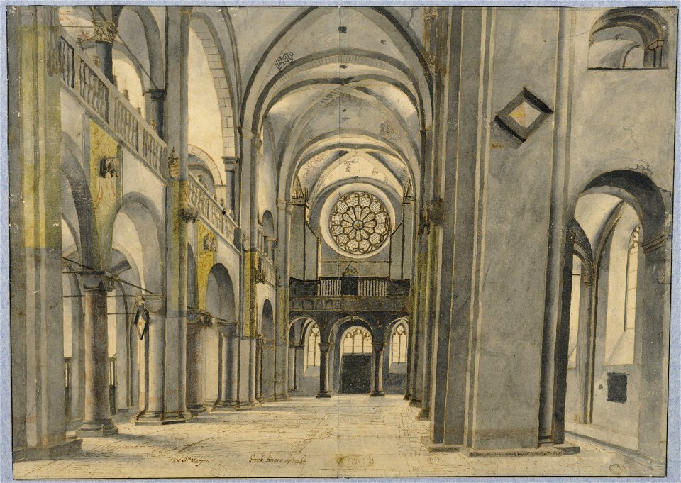 HUA-28597-Interieur van de Mariakerk te Utrecht het middenschip uit het oosten