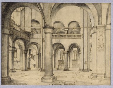 HUA-28607-Interieur van de Mariakerk te Utrecht het westelijke gedeelte van het schip uit het zuiden