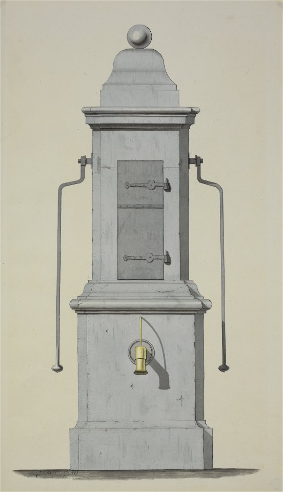 HUA-214415-Opstand van de waterpomp op het Geertekerkhof te Utrecht