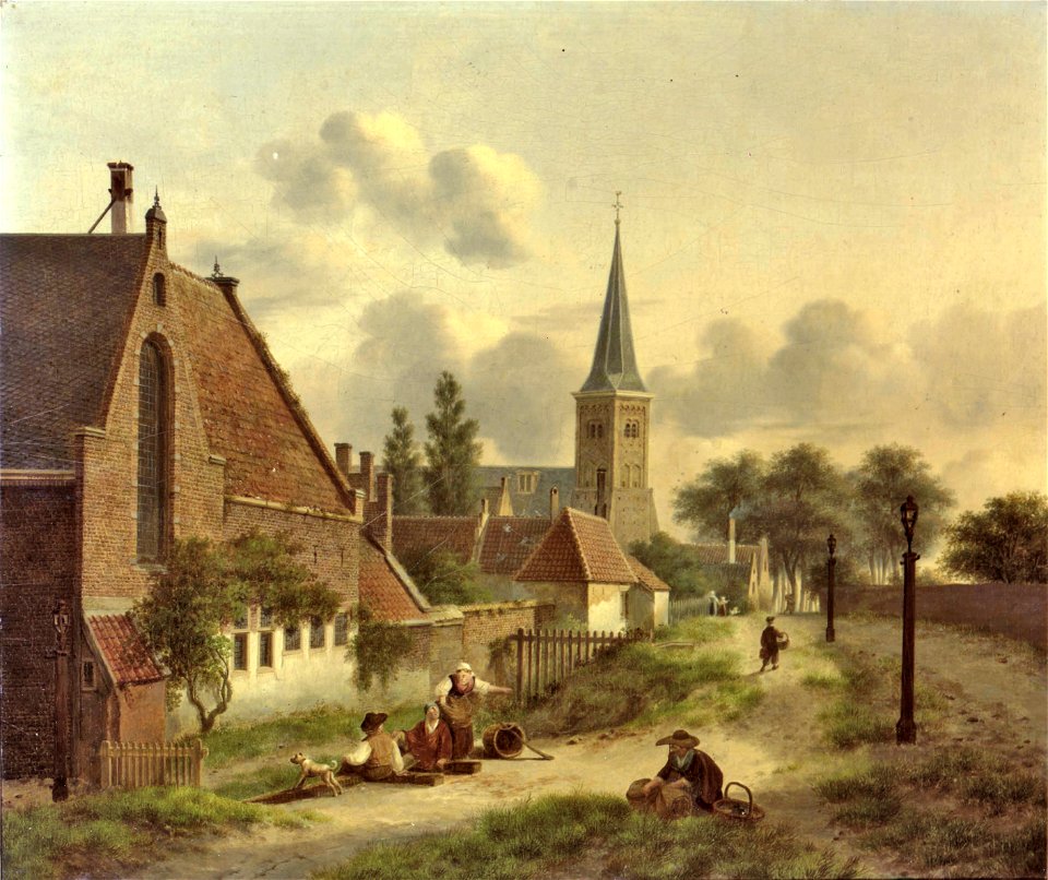 HUA-26172-Gezicht vanaf de stadswal te Utrecht op de bebouwing achter de wal uit het noordwesten met links een gedeelte van het Bartholomeïgasthuis en op de ach