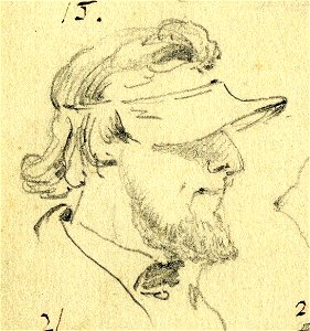 HUA-32162-Portret van Hubert T of F Rijnbout geboren 1826 beeldend kunstenaar beeldhouwer te Utrecht overleden 1881 Borstbeeld rechtsNr 15 op een blad met 26 po
