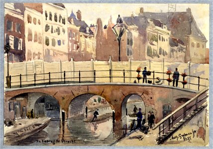 HUA-31656-Gezicht op de Viebrug over de Oudegracht te Utrecht tijdens werkzaamheden ter verbreding van de brug