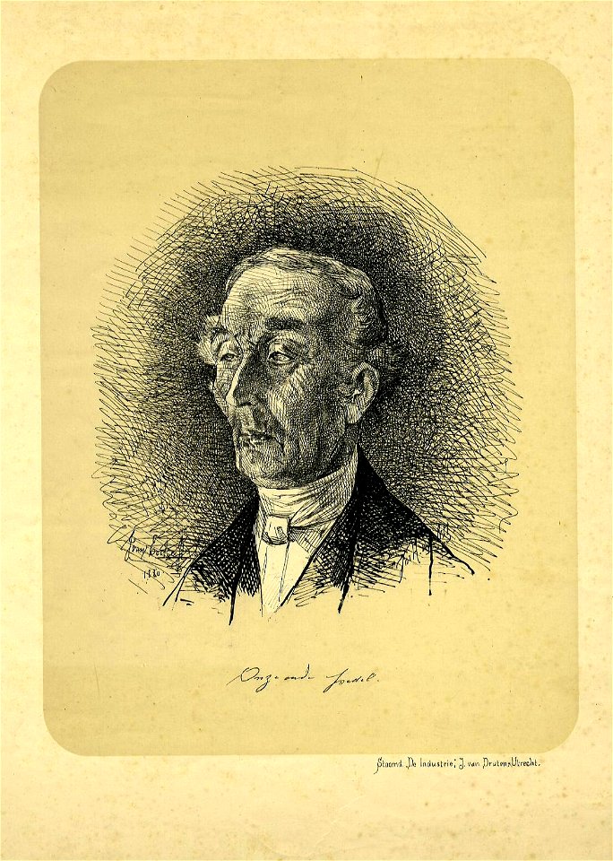 HUA-32020-Portret van Th Philippi geboortejaar onbekend gedoopt 10 juni 1799 pedel van het Utrechtsch Studenten Corps overleden 4 januari 1892 Borstbeeld links