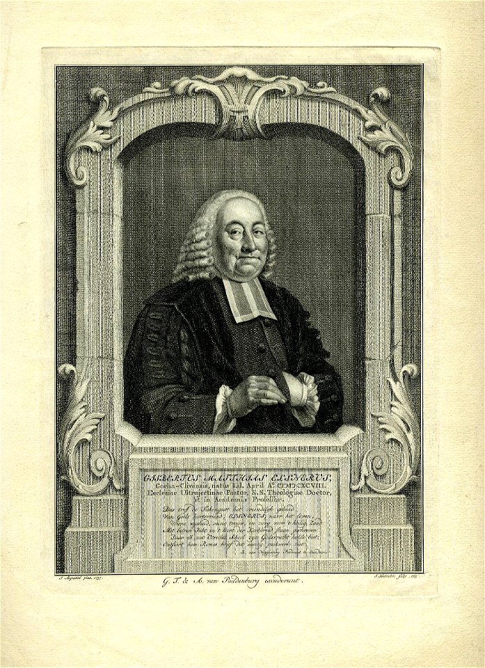 HUA-31867-Portret van GM Elsner geboren januari 1698 hervormd predikant te Utrecht en hoogleraar in de theologie aan de Utrechtse hogeschool 1739 1775 overleden