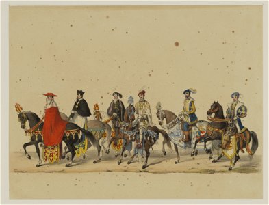 HUA-29071-Zestiende gedeelte van de maskerade van de studenten van de Utrechtse hogeschool op 17 juni 1846 voorstellende de intocht van prins Philips II in Utre