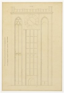 HUA-216381-Opstand van de noordgevel van de tweede geleding van de Domtoren te Utrecht