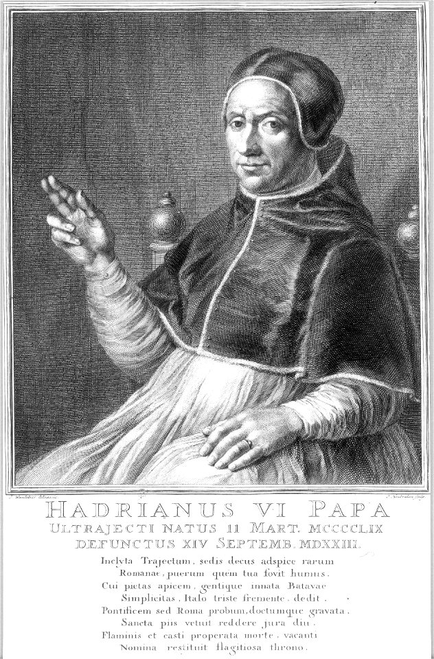 HUA-31761-Portret van Adriaan Florisz Boeiens geboren Utrecht 2 maart 1459 proost van de St Salvatorkerk paus Paus Adriaan VI 1522 1523 overleden Rome 14 septem