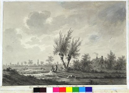 HUA-30792-Gezicht op de stad Utrecht uit het zuidwesten vanaf het Lijnpad Herkenbare gebouwen zijn de Jacobikerk de molens Rijn en Zon en De Meiboom de Buurkerk
