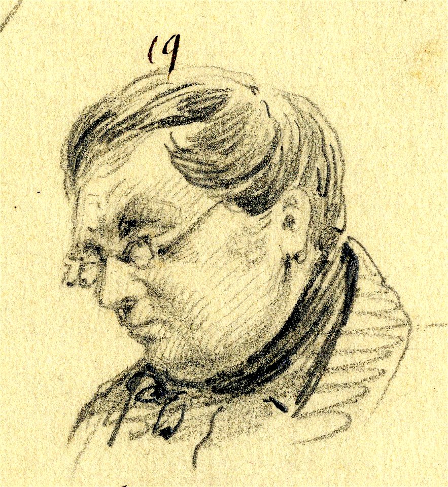HUA-32166-Portret van DEL van Fokkenberg geboren 1799 koopman lid van het Genootschap Kunstliefde te Utrecht overleden 1881 Borstbeeld linksNr 19 op een blad me