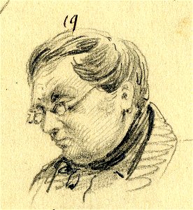 HUA-32166-Portret van DEL van Fokkenberg geboren 1799 koopman lid van het Genootschap Kunstliefde te Utrecht overleden 1881 Borstbeeld linksNr 19 op een blad me