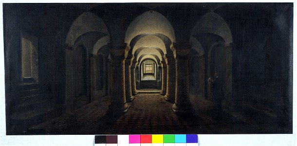 HUA-31116-Interieur van de Pieterskerk te Utrecht de crypte gezien uit het westen