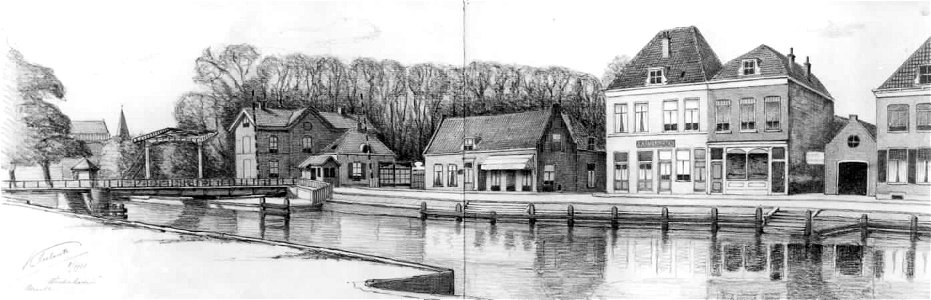 HUA-28331-Gezicht op de Vaartsche Rijn en de Westerkade te Utrecht met links de Jeremiebrug
