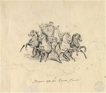 HUA-32559-Afbeelding van de zegekar met vier paarden op de erepoort opgericht op de Neude voor het bezoek van koning Willem II aan Utrecht op 18 mei 1841