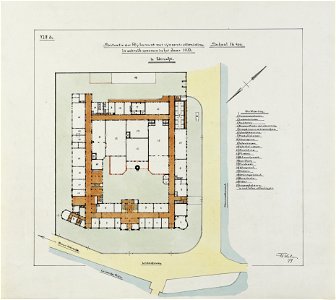 HUA-214658-Plattegrond van de begane grond van de Rijksmunt aan het Merwedekanaal Leidsche Rijn te Utrecht met indeling van de vertrekkenMet legende van de vertr
