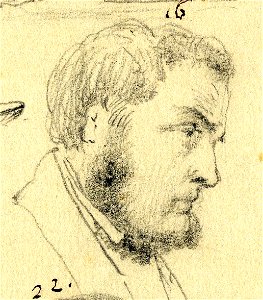 HUA-32163-Portret van JPh Menger geboren 1818 stempelsnijder bij de Rijksmunt te Utrecht amateur beeldend kunstenaar te Utrecht Borstbeeld rechtsNr 16 op een bl