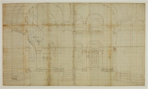 HUA-216798-Interieur van de Mariakerk te Utrecht het westelijke gedeelte van het schip en de noordelijke zijbeuk uit het zuiden