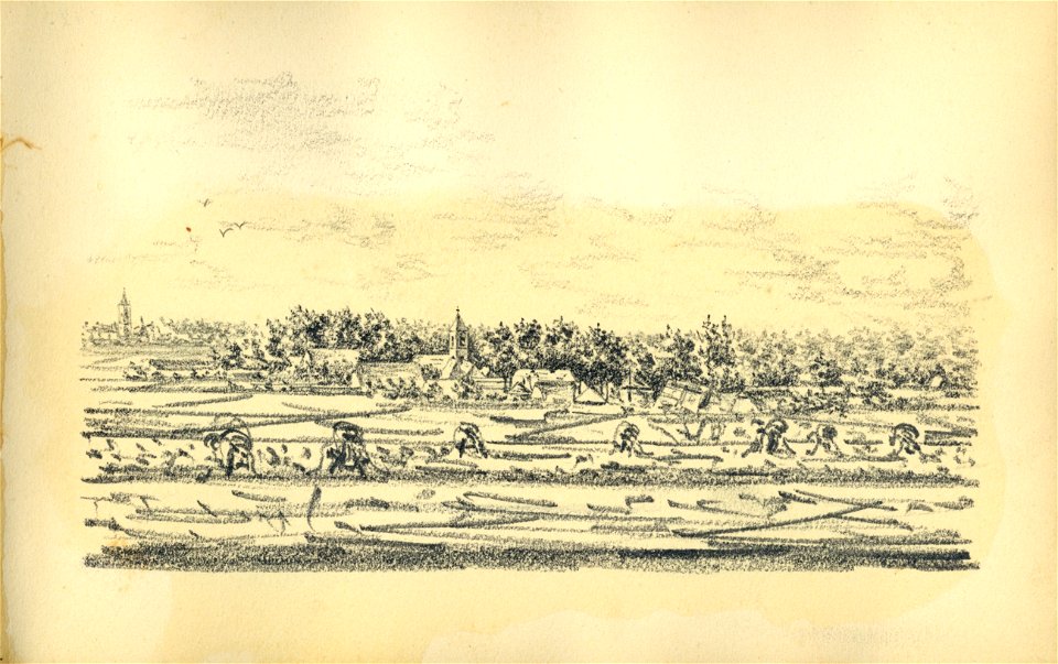 HUA-222080-Gezicht op het dorp Leersum vanaf de DonderbergNB Blad uit het Schetsboek No 5 van Th Scharten 1892 1893 Het schetsboek bevat 40 tekeningen van lokati
