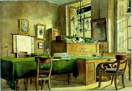 HUA-31327-Interieur van het Stadhuis te Utrecht de kamer van de gemeentesecretaris