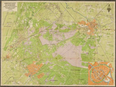 HUA-217064-Kaart van een deel van de Utrechtse Heuvelrug het gebied ten zuidwesten van Amersfoort tussen de plaatsen Zeist Maartensdijk Soestdijk Amersfoort en A