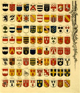 HUA-32206-Afbeelding van een van de 9 bladen van een wapenkaart van de aanzienlijke Utrechtse geslachten opgedragen aan de burgemeesters Hendrick van Asch van W