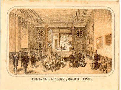 HUA-31496-Interieur van het Haagsche Koffiehuis Vredenburg C 730 te Utrecht de café biljardzaalNB Het adres Vredenburg C 730 is in 1890 gewijzigd in Vredenburg 