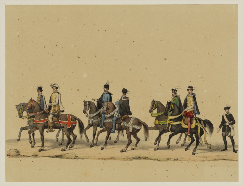 HUA-29064-Negende gedeelte van de maskerade van de studenten van de Utrechtse hogeschool op 17 juni 1846 voorstellende de intocht van prins Philips II in Utrech