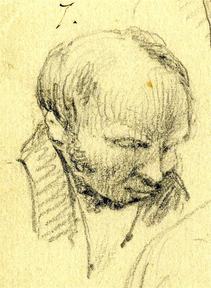 HUA-32154-Portret van Chris J Rijnbout geboren 1803 beeldend kunstenaar beeldhouwer te Utrecht overleden 1879 Borstbeeld rechtsNr 7 op een blad met 26 portrette