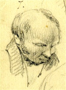 HUA-32154-Portret van Chris J Rijnbout geboren 1803 beeldend kunstenaar beeldhouwer te Utrecht overleden 1879 Borstbeeld rechtsNr 7 op een blad met 26 portrette
