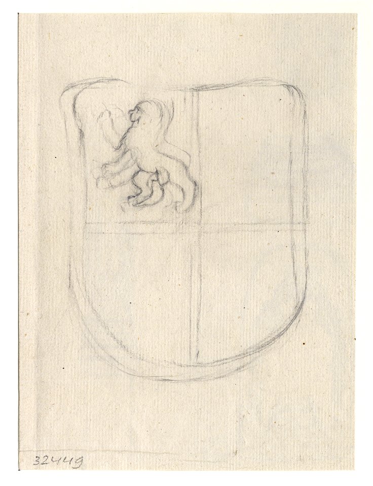 HUA-32449-Afbeelding van een wapenschild onderdeel van de vernielde graftombe van de gravin van Solms in de kapel van Zoudenbalch in de Domkerk te Utrecht