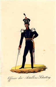 HUA-32477-Afbeelding van het uniform van een officier van de Artillerie van de Stedelijke Schutterij van Utrecht