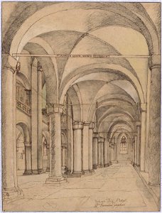 HUA-28608-Interieur van de Mariakerk te Utrecht de noordelijke zijbeuk uit het oosten