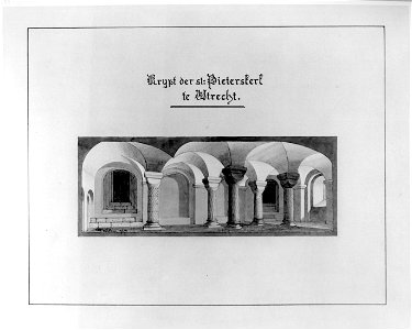 HUA-31117-Interieur van de Pieterskerk te Utrecht de crypte gezien uit het zuidwesten