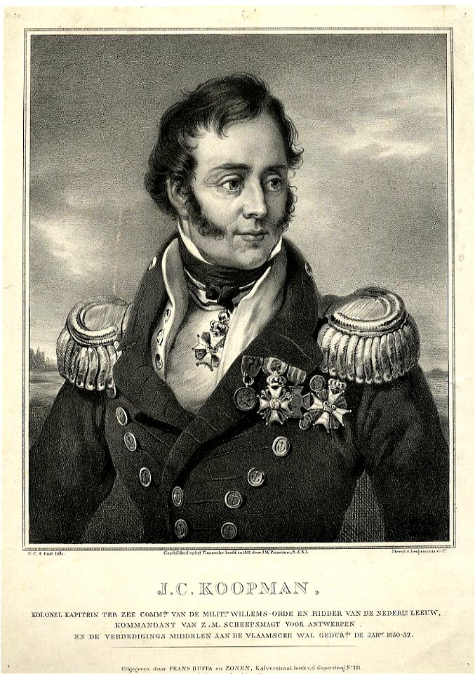 HUA-31944-Portret van JC Koopman geboren 1790 commandant van de scheepsmacht voor Antwerpen 1830 1832 lid van het Hoog Militair Gerechtshof 1848 1855 overleden 