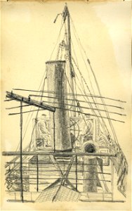 HUA-222084-Gezicht op het dek van de stoomboot De Vereeniging varende tussen Amsterdam en HoornNB Blad uit het Schetsboek No 5 van Th Scharten 1892 1893 Het sche