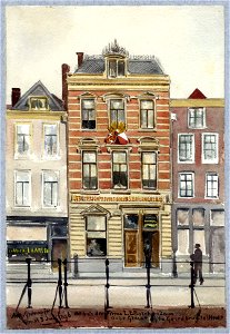 HUA-31701-Gezicht op de voorgevel van het gebouw van drukkerij LE Bosch aan de Oudegracht nr 176 te Utrecht met de aangenzende gebouwen