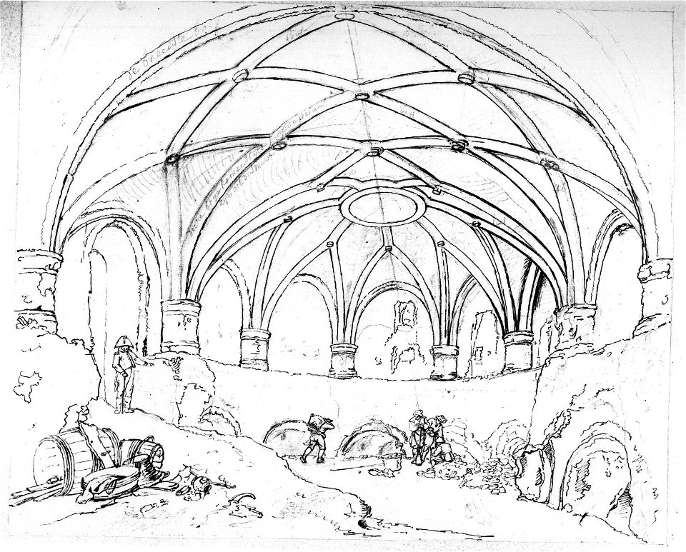 HUA-30932-Gezicht in het zuidwestelijke bastion van kasteel Vredenburg te Utrecht uit het westen