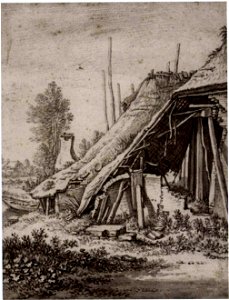 HUA-26155-Gezicht op een geruïneerde boerderij in Abstede buiten Utrecht