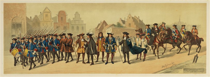 HUA-29184-Vijfde blad van de maskerade van de studenten van het Utrechtsch Studenten Corps op 22 juni 1886 ter gelegenheid van het 50ste lustrum voorstellende d